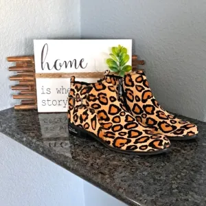 Leopard Print Ankle Boots | Size 8.5
