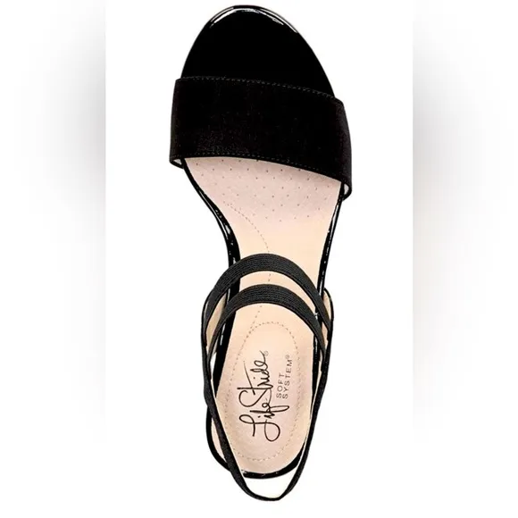 LIFE STRIDE Yolo Sandal Size 8.5W Black Soft System Footbed Women’s Dress Shoes