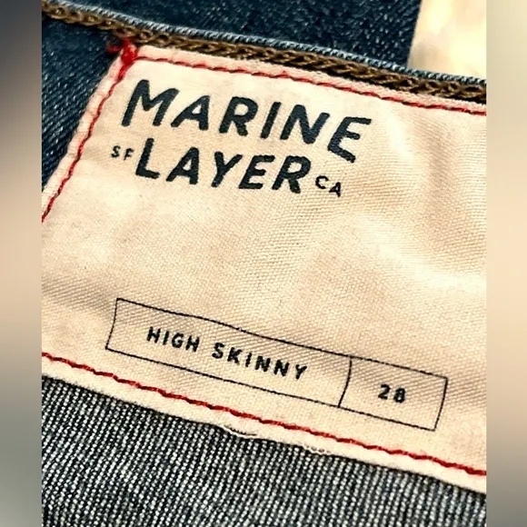 Like NEW!! 28 Marine Layer High Skinny Distressed Raw Hem Jeans