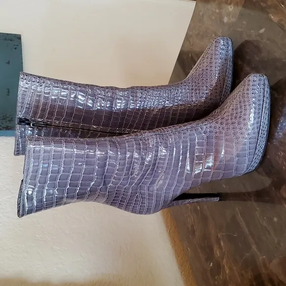 Like NEW Casadei croc embossed boots