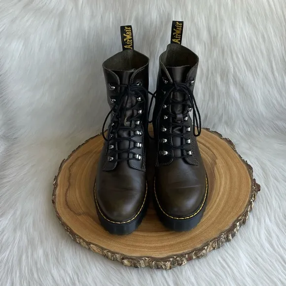LIKE NEW Dr. Martens Leona leather platform heeled boots
