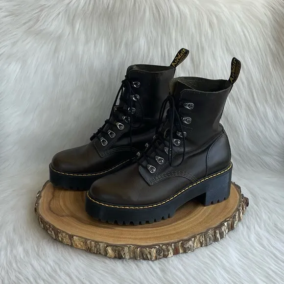 LIKE NEW Dr. Martens Leona leather platform heeled boots