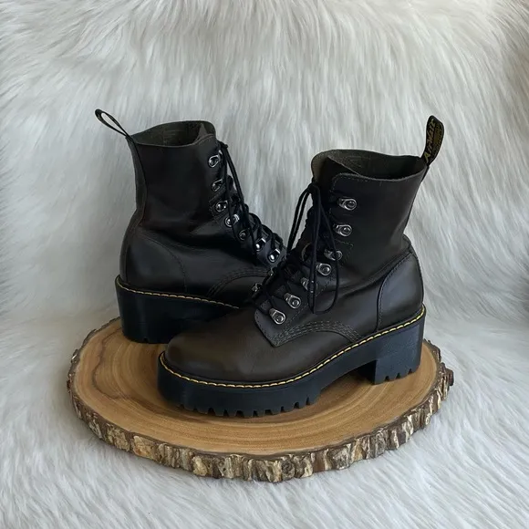 LIKE NEW Dr. Martens Leona leather platform heeled boots