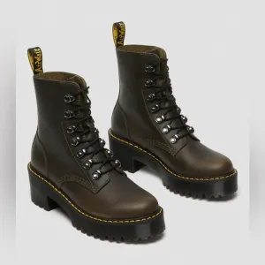 LIKE NEW Dr. Martens Leona leather platform heeled boots