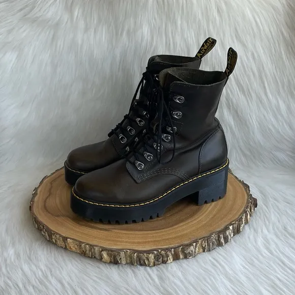 LIKE NEW Dr. Martens Leona leather platform heeled boots