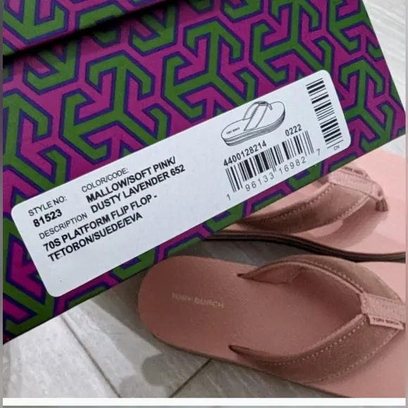 LIKE NEW! Tory Burch Women's 70s Flatform Flip Flops Sandals Pink Fabric Size 9
