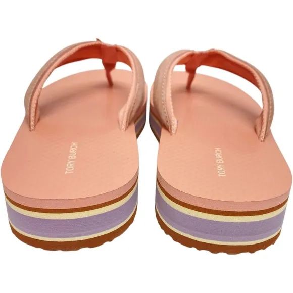 LIKE NEW! Tory Burch Women's 70s Flatform Flip Flops Sandals Pink Fabric Size 9