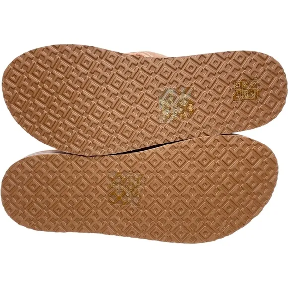 LIKE NEW! Tory Burch Women's 70s Flatform Flip Flops Sandals Pink Fabric Size 9
