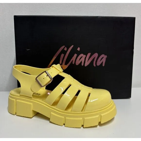 LILIANA / Inka-1/ Yellow / Chunky Platform / Jelly Sandals / With Buckle / Size