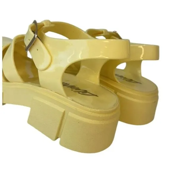 LILIANA / Inka-1/ Yellow / Chunky Platform / Jelly Sandals / With Buckle / Size