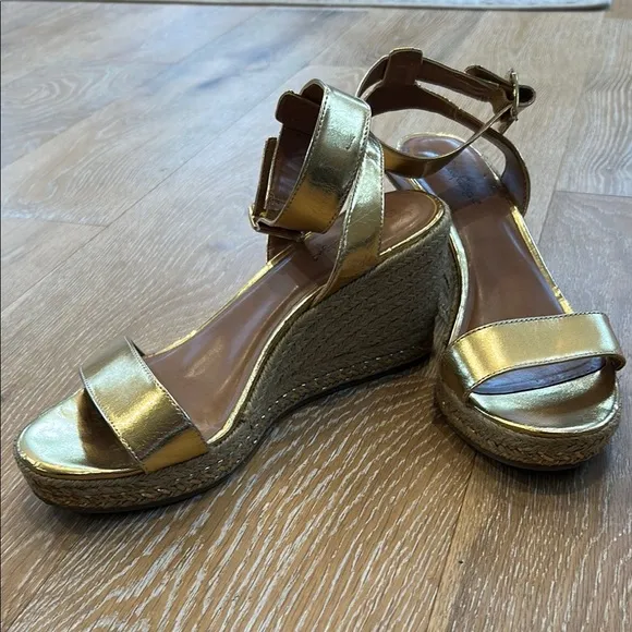 Lilly Pulitzer for Target Gold Wedge Sandals with Adjustable Straps