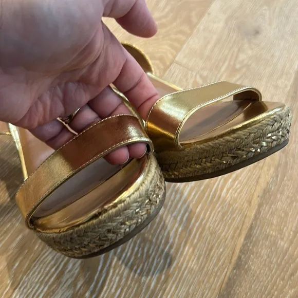 Lilly Pulitzer for Target Gold Wedge Sandals with Adjustable Straps