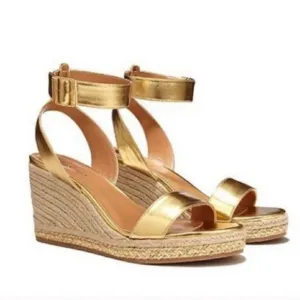 Lilly Pulitzer for Target Gold Wedge Sandals with Adjustable Straps