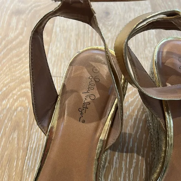 Lilly Pulitzer for Target Gold Wedge Sandals with Adjustable Straps