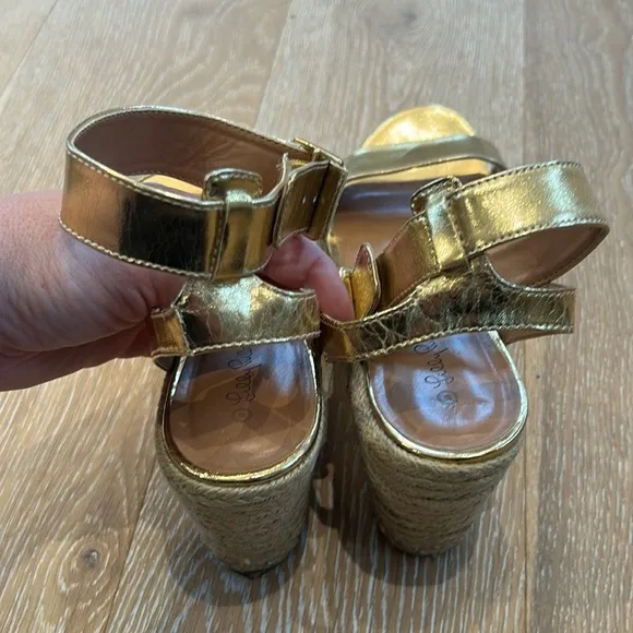 Lilly Pulitzer for Target Gold Wedge Sandals with Adjustable Straps