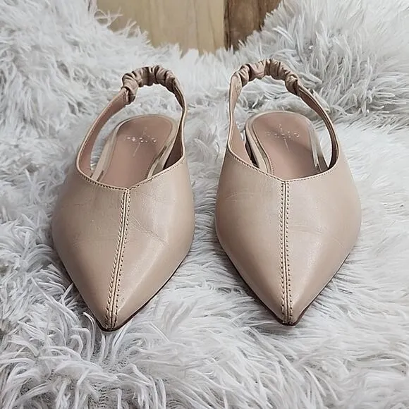 LINEA PAOLO DIANA ELASTIC SLINGBACK POINTED TOE FLATS NUDE SIZE 7