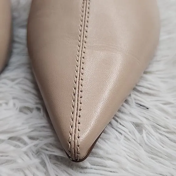 LINEA PAOLO DIANA ELASTIC SLINGBACK POINTED TOE FLATS NUDE SIZE 7