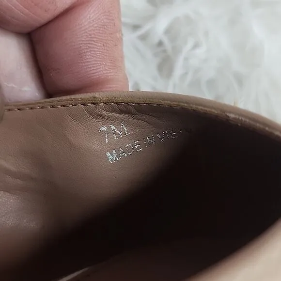 LINEA PAOLO DIANA ELASTIC SLINGBACK POINTED TOE FLATS NUDE SIZE 7