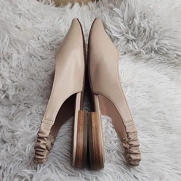 LINEA PAOLO DIANA ELASTIC SLINGBACK POINTED TOE FLATS NUDE SIZE 7