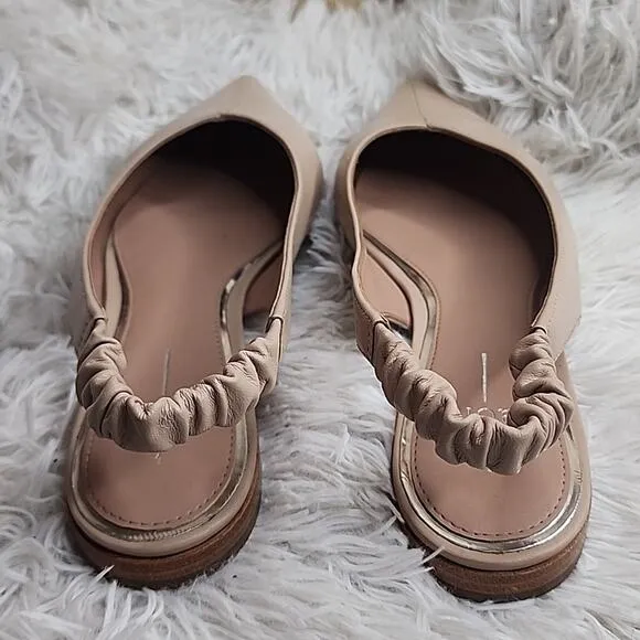LINEA PAOLO DIANA ELASTIC SLINGBACK POINTED TOE FLATS NUDE SIZE 7