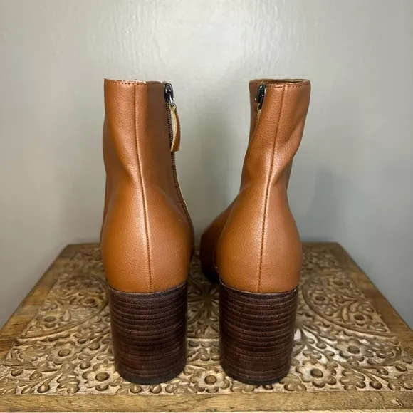 Lines Paolo Wynda Block Heel Pointy Toe Cognac Boots Sz 13