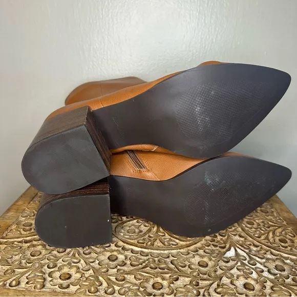 Lines Paolo Wynda Block Heel Pointy Toe Cognac Boots Sz 13
