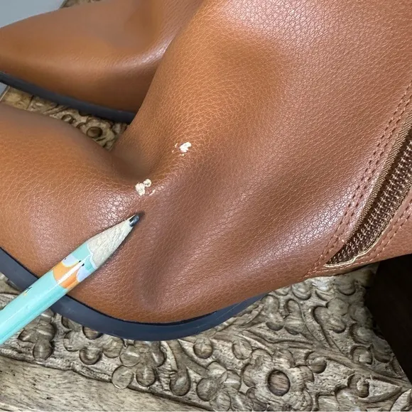 Lines Paolo Wynda Block Heel Pointy Toe Cognac Boots Sz 13