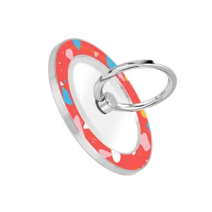 Living Coral Terrazzo - Silver MagSafe Phone Grip and Ring Holder Stand