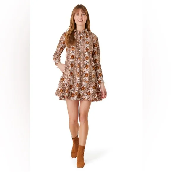 Livro Polly Dress, Mumbai Stripe Brown size M sa1
