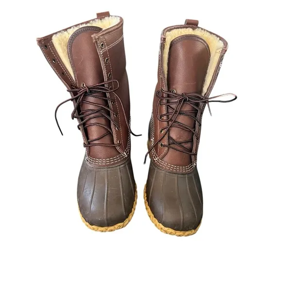 L.L.bean 10-10.5 Bean Boots 10&quot; Shearling-Lined lace up leather weather proof