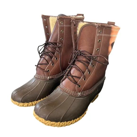 L.L.bean 10-10.5 Bean Boots 10&quot; Shearling-Lined lace up leather weather proof