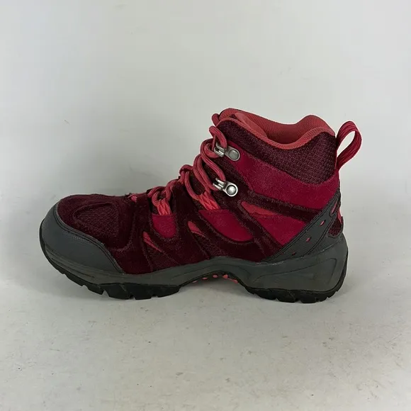 Llbean maroon suede waterproof athletic high hiking boots youth size 4