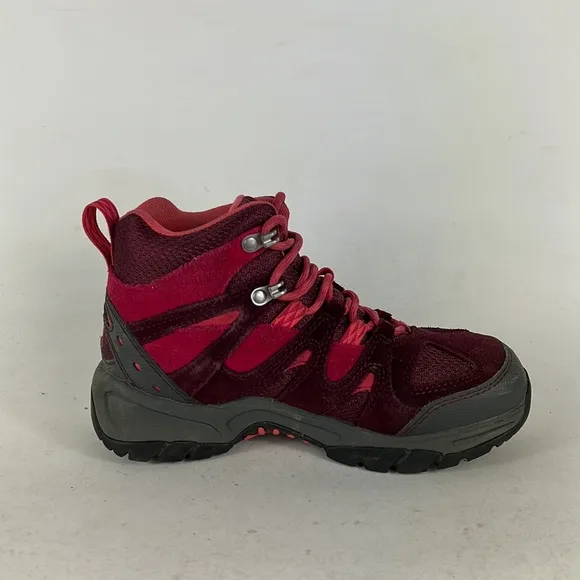Llbean maroon suede waterproof athletic high hiking boots youth size 4