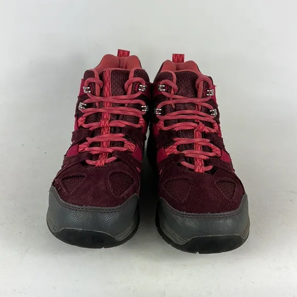 Llbean maroon suede waterproof athletic high hiking boots youth size 4