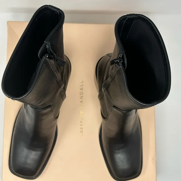 Loeffler Randall Nolan Stretch Ankle Bootie – Black Leather – Size 8.5 BNWT