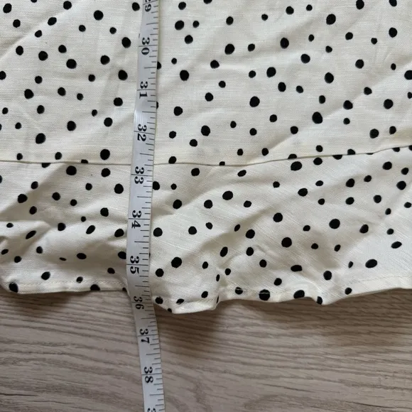 Loft Polka Dotted Tie Back Flare Dress White Black Size 6