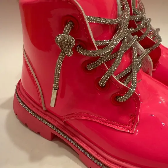 Lola   The Boys hot Pink patent crystal boots  toddler size 10