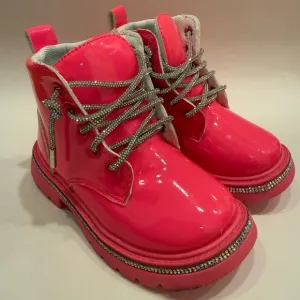 Lola   The Boys hot Pink patent crystal boots  toddler size 10