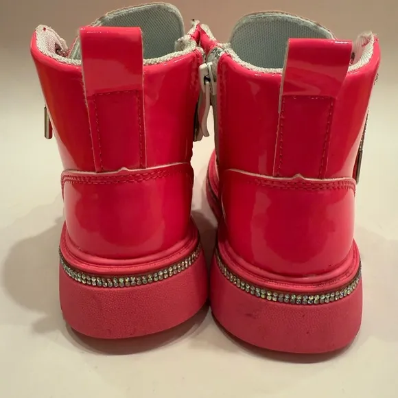 Lola   The Boys hot Pink patent crystal boots  toddler size 10