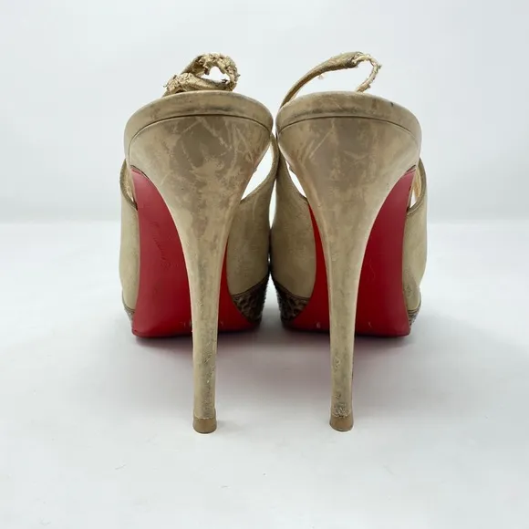 Louboutin Sandy Python Slingbacks 39.5