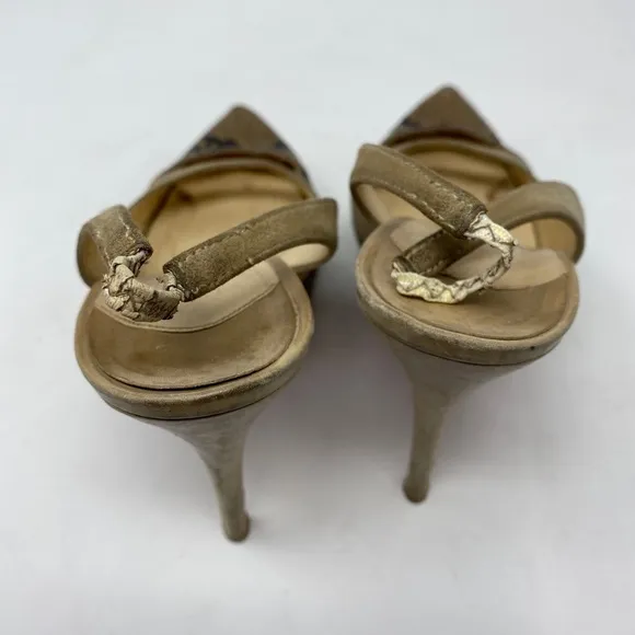 Louboutin Sandy Python Slingbacks 39.5