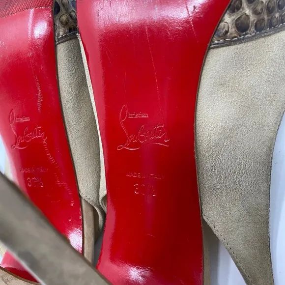 Louboutin Sandy Python Slingbacks 39.5