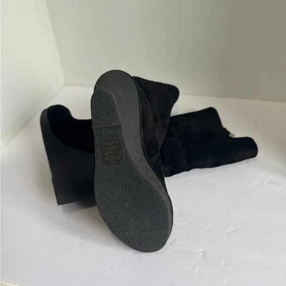 Lovely People black nubuck boots on a comfortable wedge. Size 9