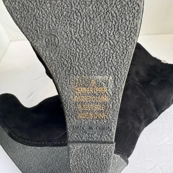 Lovely People black nubuck boots on a comfortable wedge. Size 9
