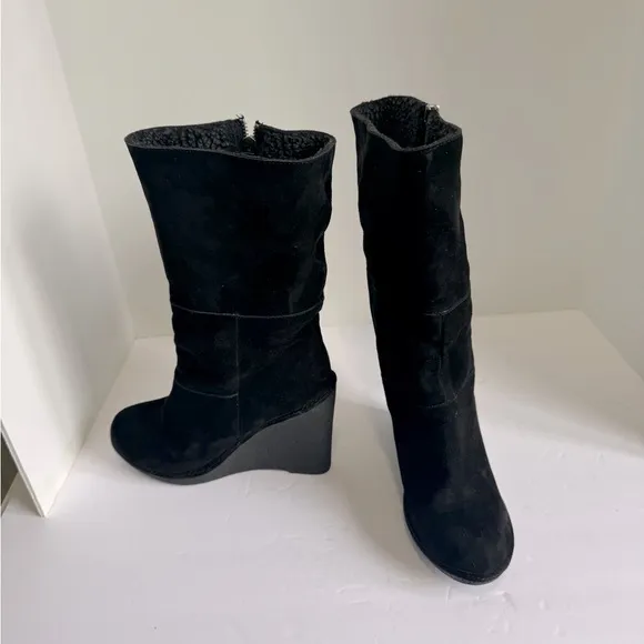 Lovely People black nubuck boots on a comfortable wedge. Size 9