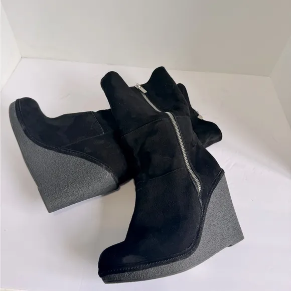 Lovely People black nubuck boots on a comfortable wedge. Size 9