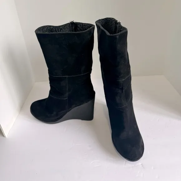 Lovely People black nubuck boots on a comfortable wedge. Size 9