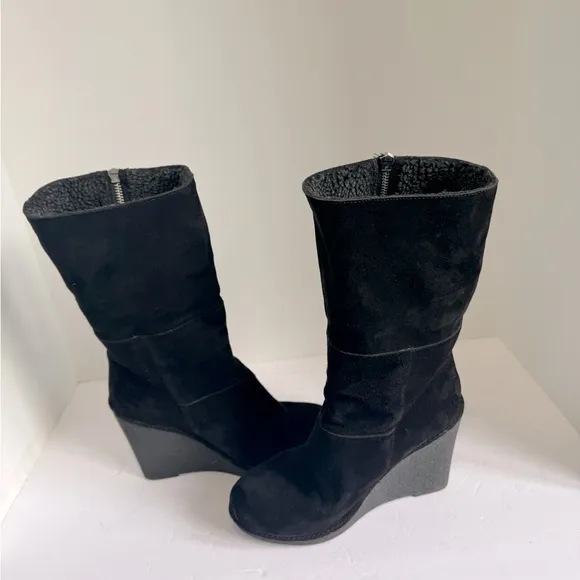 Lovely People black nubuck boots on a comfortable wedge. Size 9