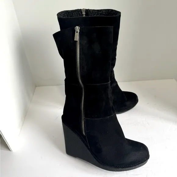 Lovely People black nubuck boots on a comfortable wedge. Size 9