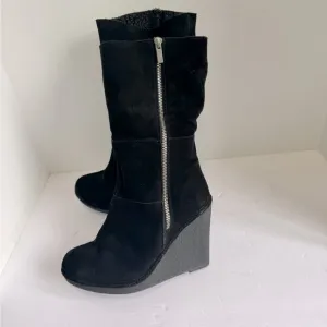 Lovely People black nubuck boots on a comfortable wedge. Size 9